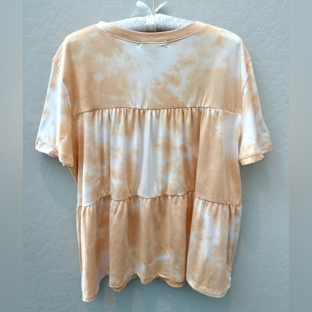 GOOD LUCK GEM | Tie Dye Babydoll Tunic Top Orange White | Size XL - Picture 4 of 5
